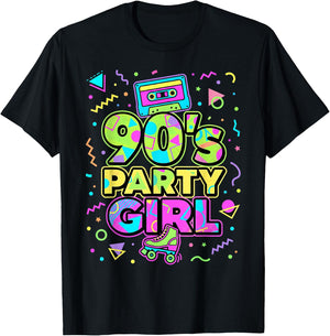 90s Party Girl Damen Outfit 90er Jahre T-Shirt - T-Shirt | Black