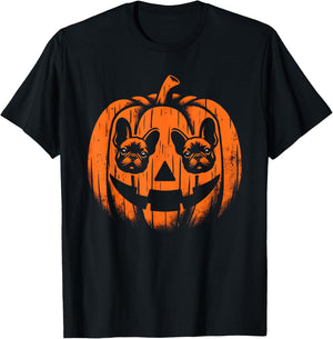 Dog Halloween French Bulldog Jack O Lantern Pumpkin Women Kids T-Shirt - T-Shirt | Black