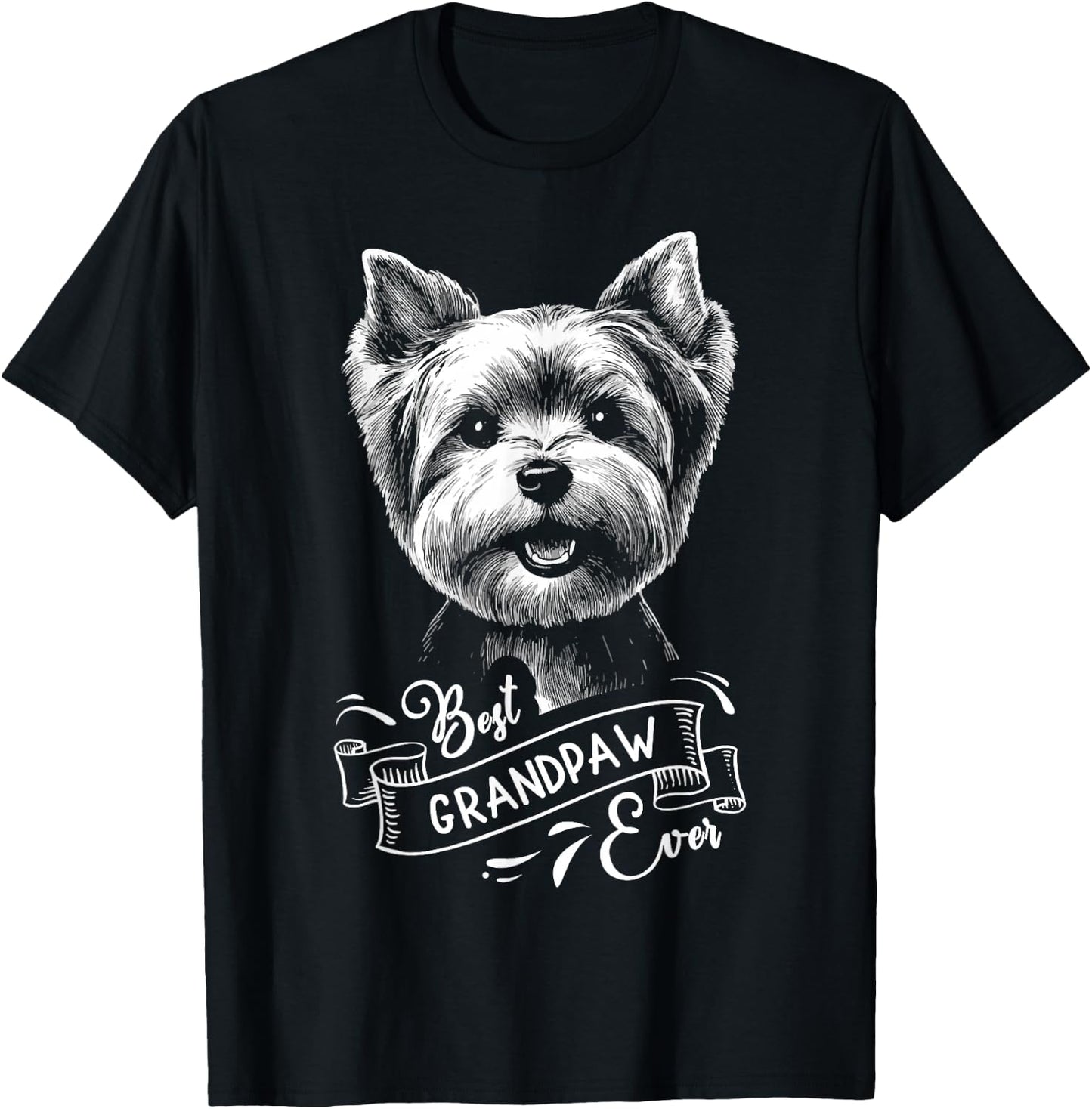 Best Grandpaw Ever Yorkshire Terrier Yorkie Dog Grandpa T-Shirt - T-Shirt | Black