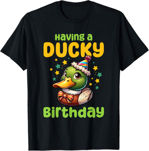 Mallard Duck Birthday Cute Ducky Lover Men Women Kids T-Shirt - T-Shirt | Black