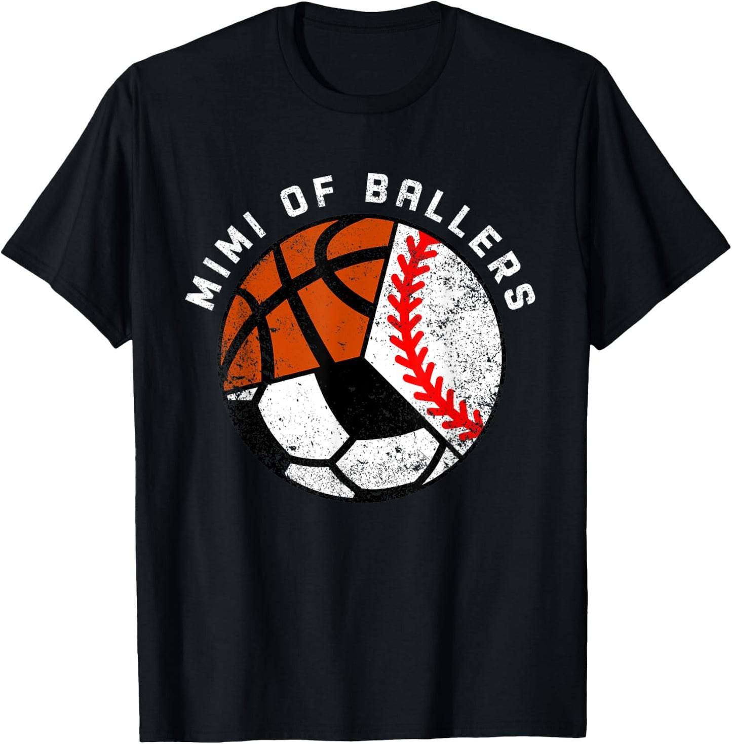 Mimi Of Ballers Funny Baseball Soccer Basketball Mimi T-Shirt - T-Shirt | Black
