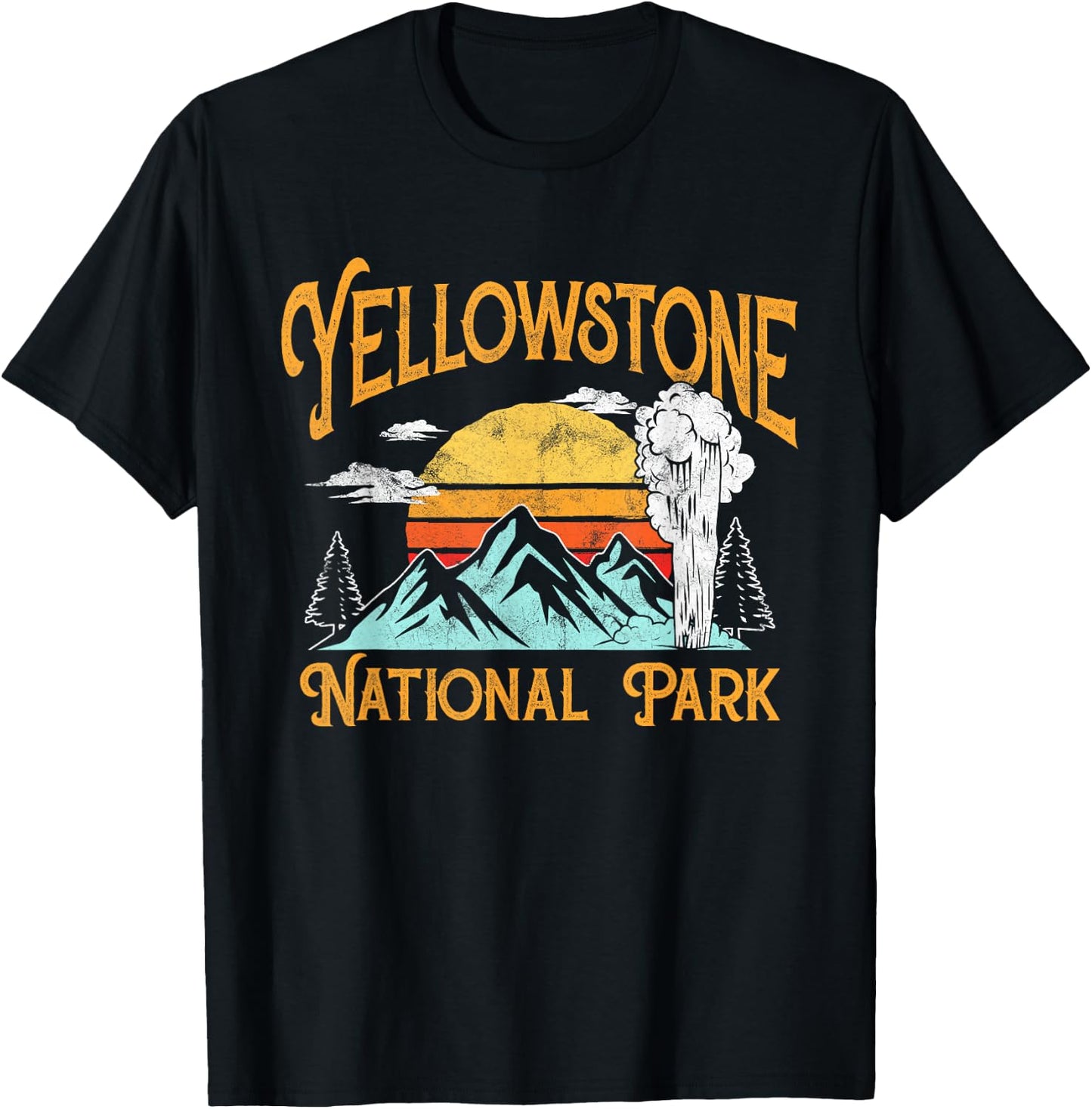 Vintage Yellowstone National Park Retro 80's Graphic T-Shirt - T-Shirt | Black