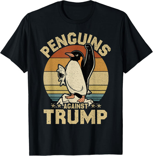 Penguin Flippers Up Resist Funny Penguins Against Trump T-Shirt - T-Shirt | Black