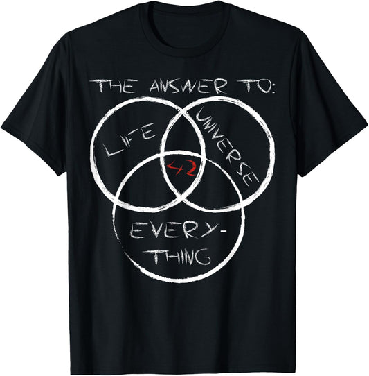 The Answer to Life, the Universe and Everything is Simple: 42 , black T-Shirt - T-Shirt | Black
