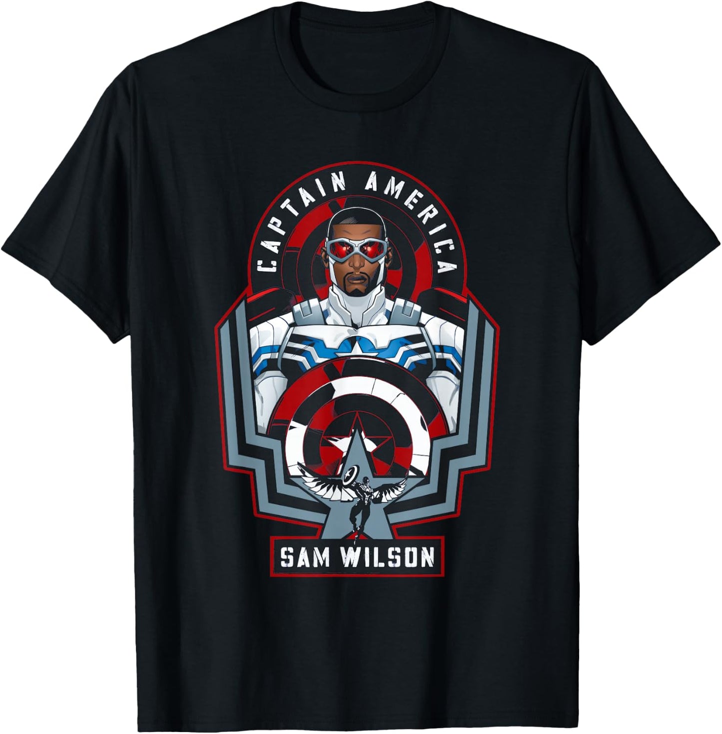 Marvel Avengers Sam Wilson Captain America Badge T-Shirt - T-Shirt | Black