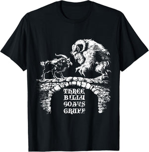 Three Billy Goats Gruff Fairytale Vintage T-Shirt - T-Shirt | Black