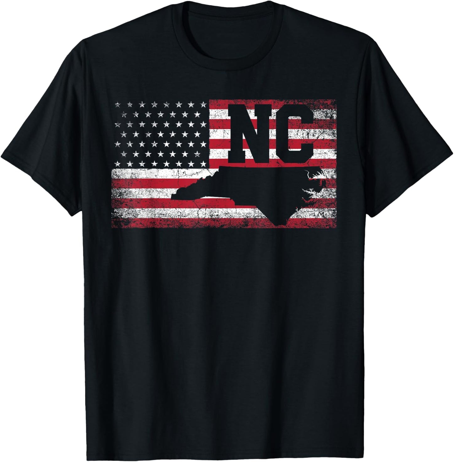 American Flag North Carolina 4th of July Vintage Men Women T-Shirt - T-Shirt | Black