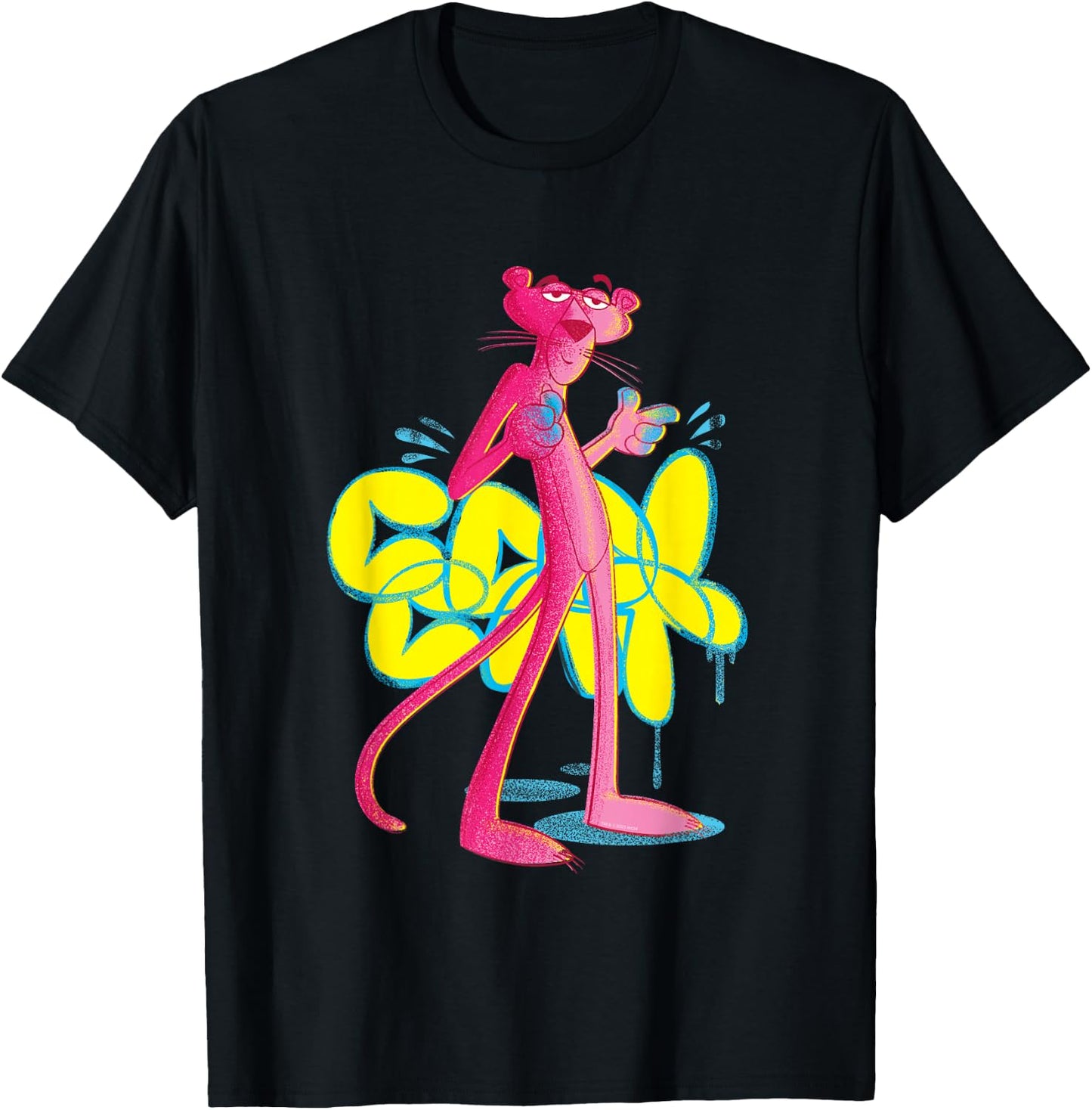Pink Panther Cool Cat Graffiti Chalk Art T-Shirt - T-Shirt | Black