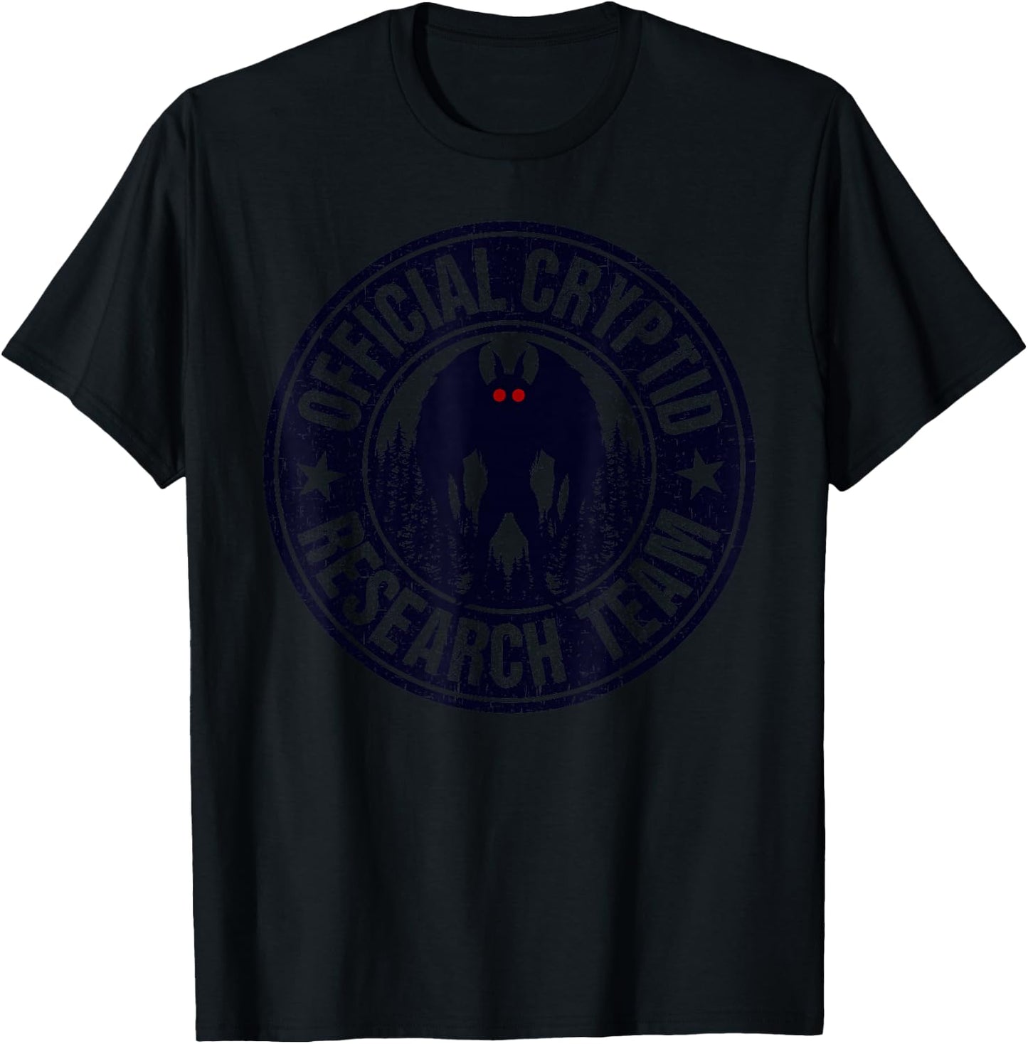 Mothman Research Team Men Women Kids! Search Vintage Cryptid T-Shirt - T-Shirt | Black