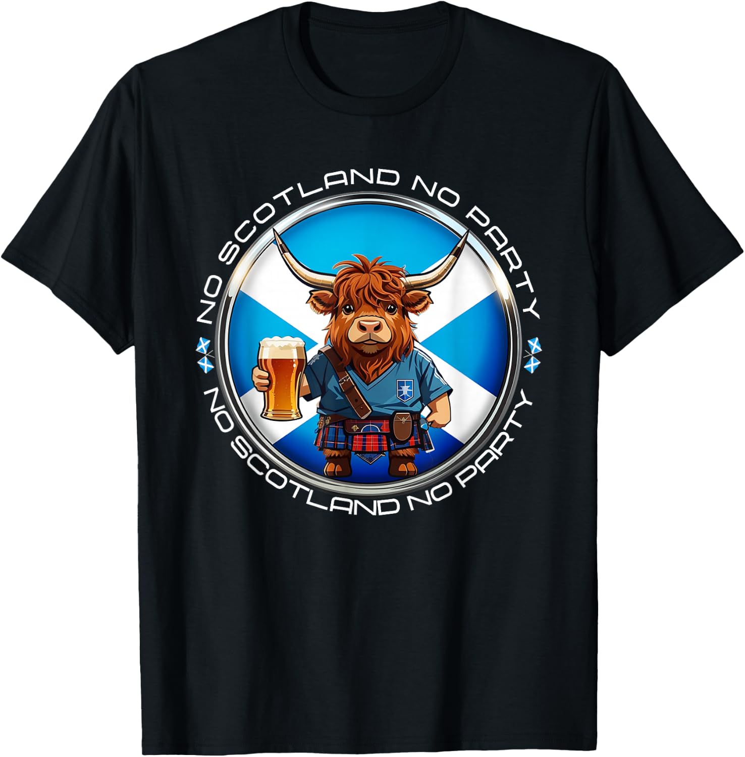 NO Scotland NO Party Scottish Saltire Flag T-Shirt - T-Shirt | Black