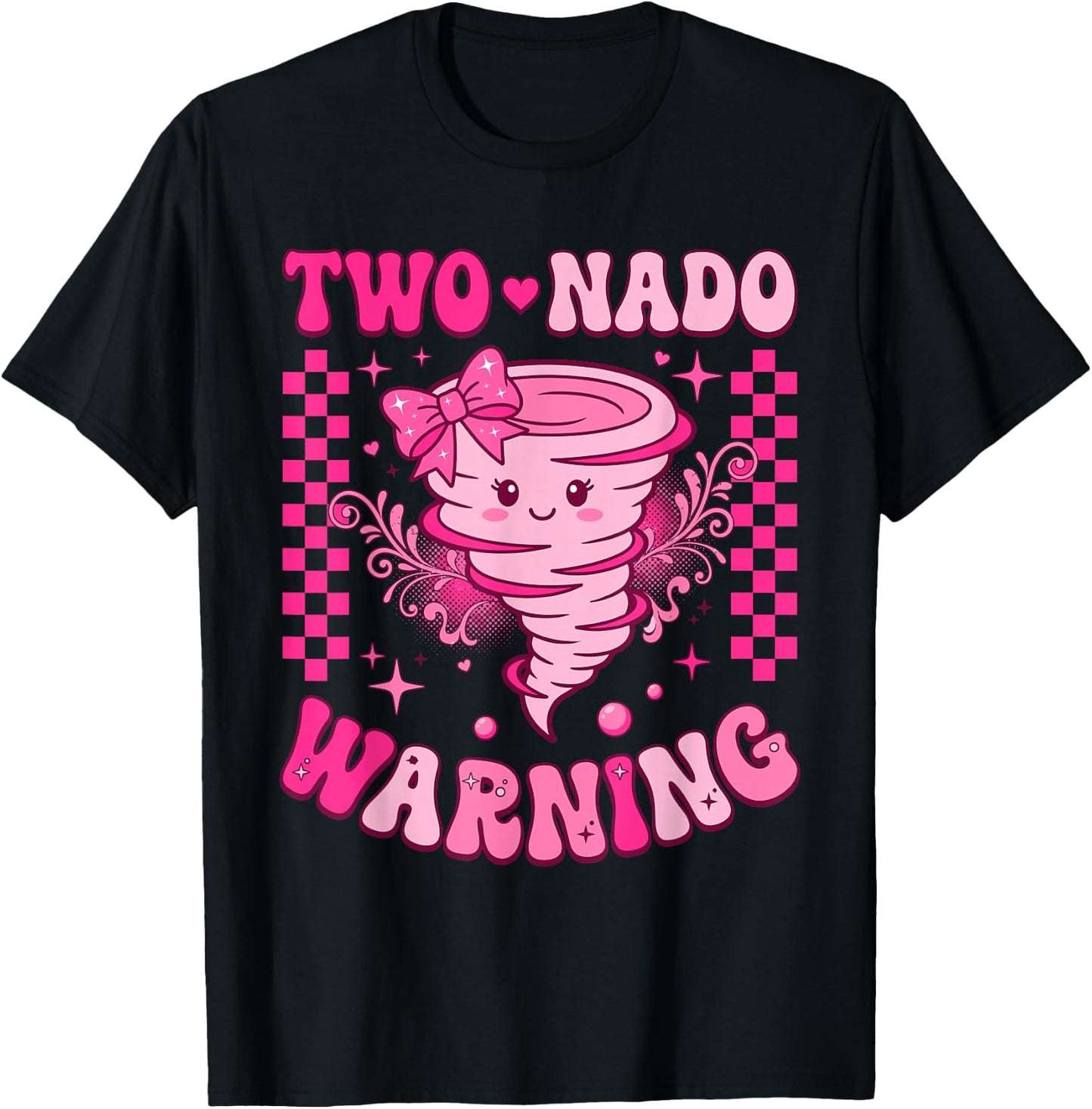 Two Nado 2nd Birthday Tornado 2 Year Old 2nd Bday Girl T-Shirt - T-Shirt | Black