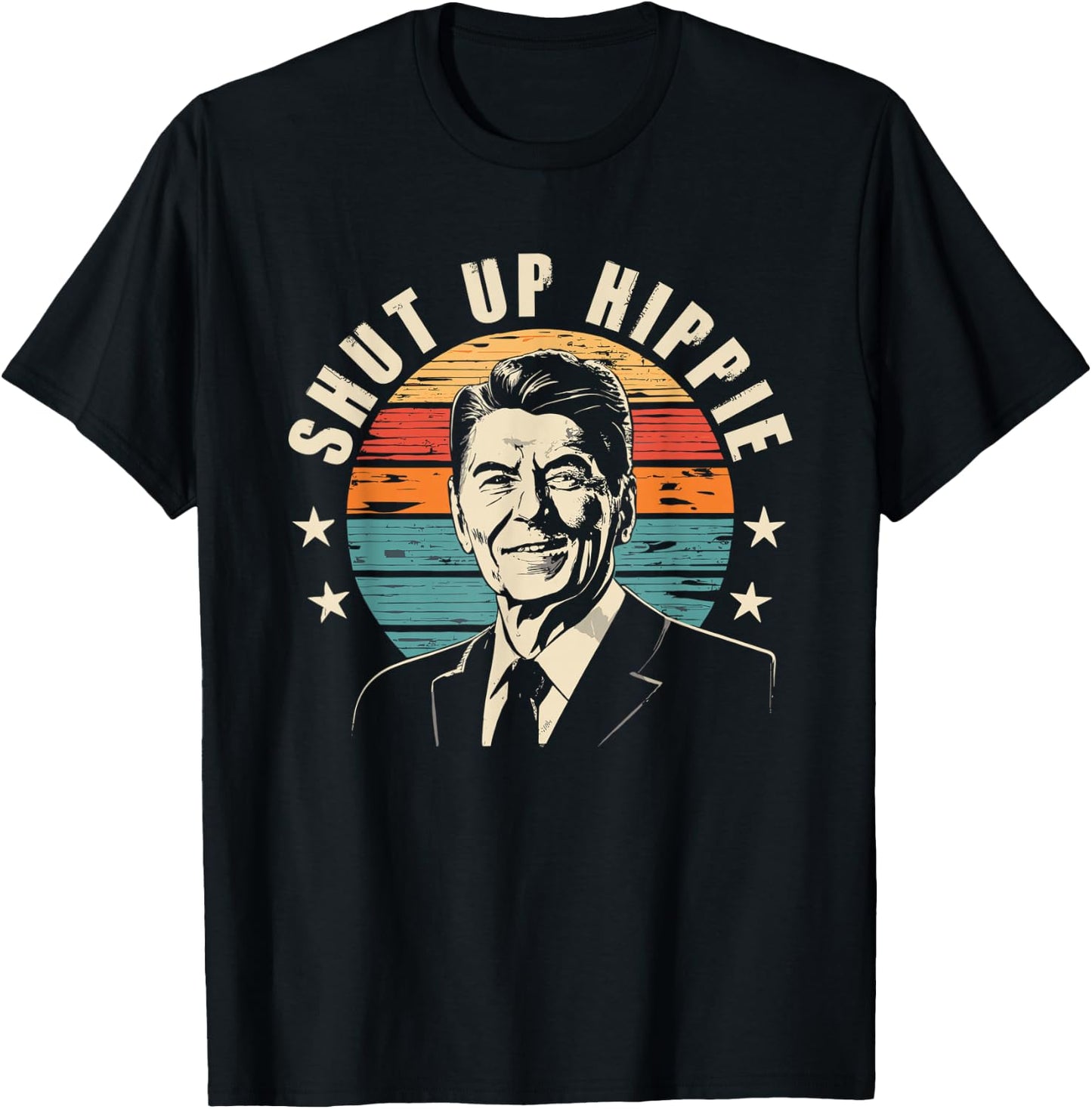 Funny Political - Shut Up Hippie T-Shirt - T-Shirt | Black