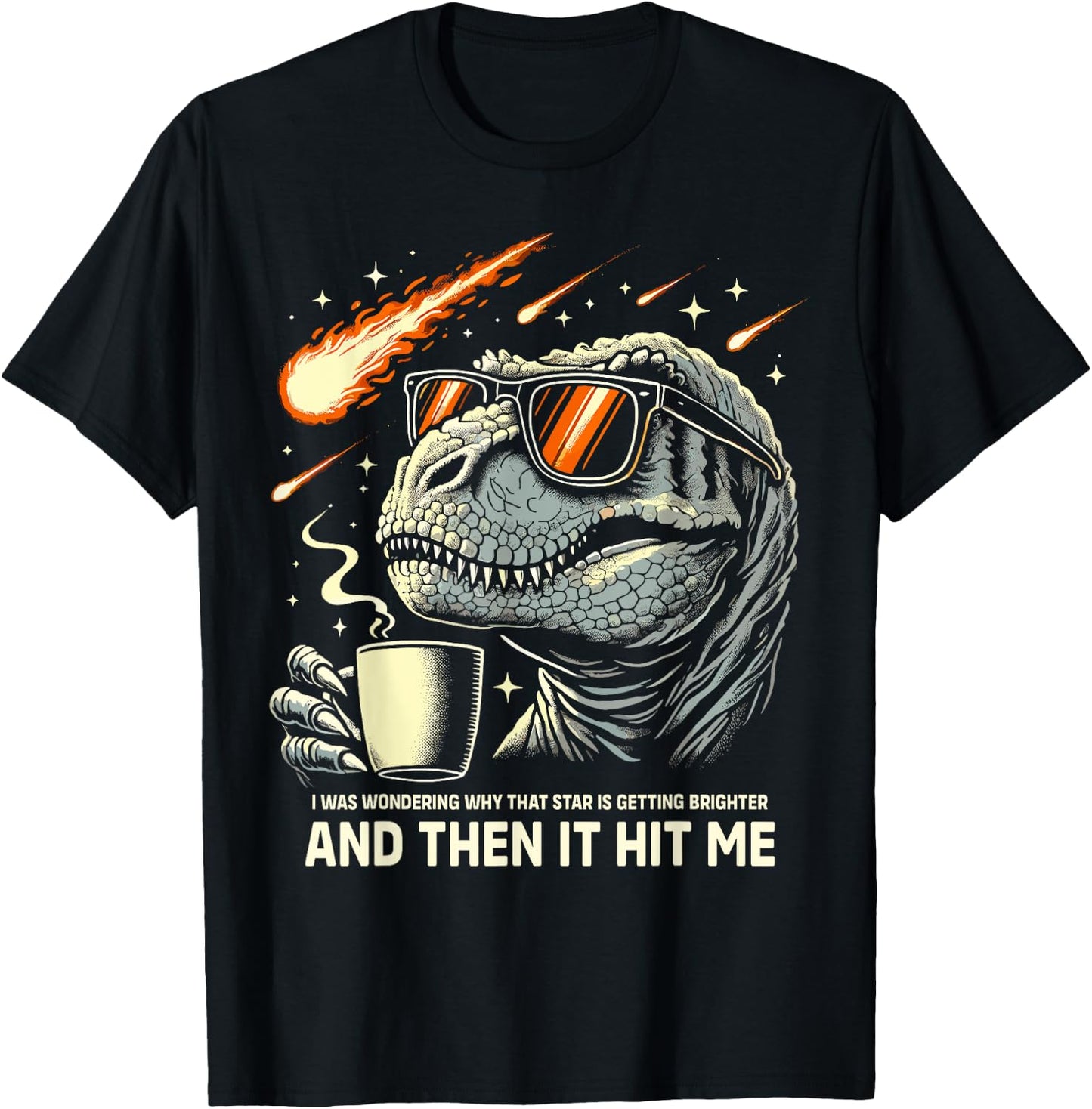 Dinosaur T-Rex Coffee Novelty Men Kids Women Funny Dinosaur T-Shirt - T-Shirt | Black