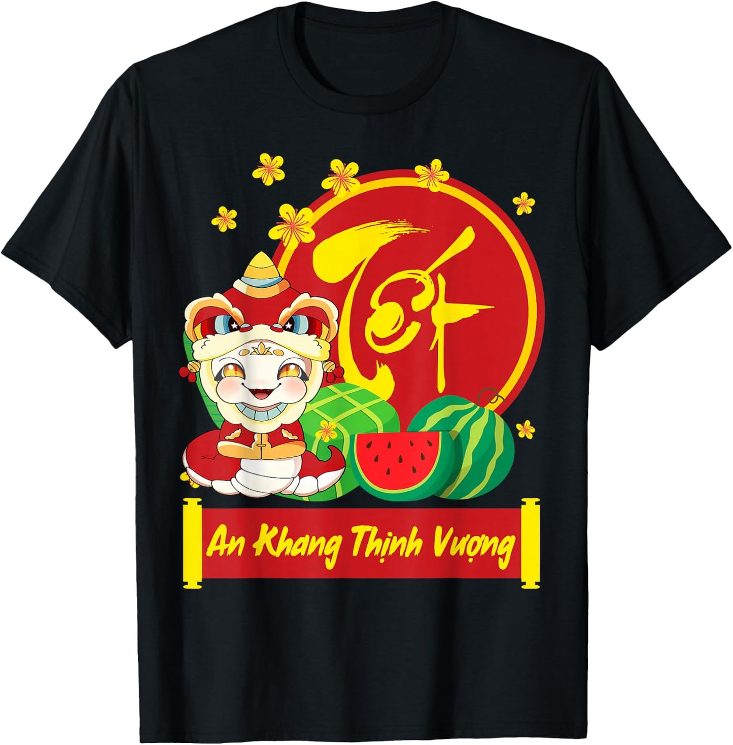 Vietnamese New Year Decorations Tet 2025 Year Of The Snake T-Shirt - T-Shirt | Black