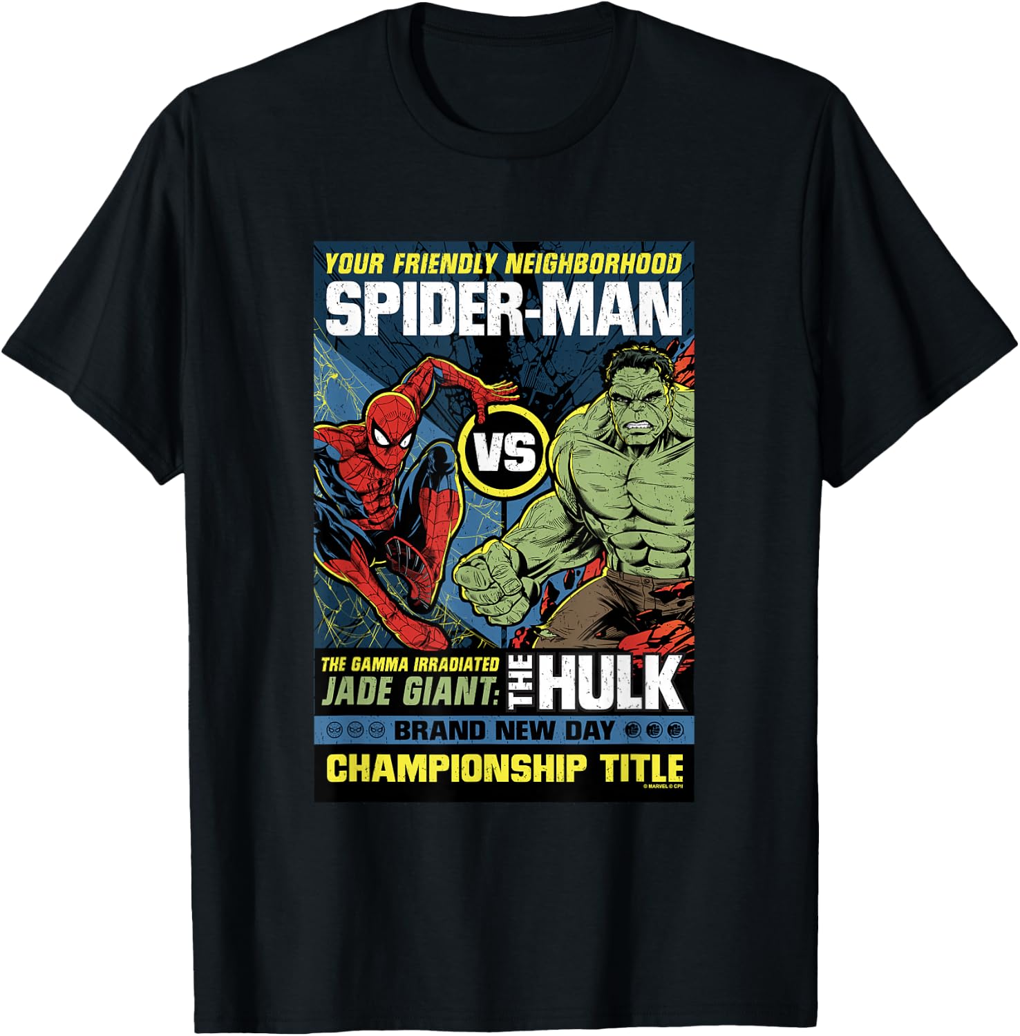 Marvel Spider-Man: New Day Spidey vs Hulk Champ Comic T-Shirt - T-Shirt | Black
