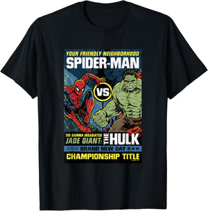 Marvel Spider-Man: New Day Spidey vs Hulk Champ Comic T-Shirt - T-Shirt | Black