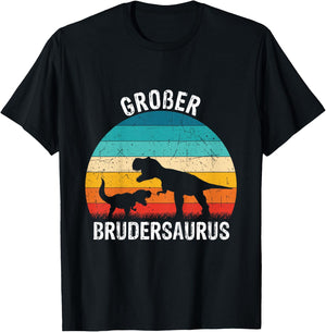 Children's Big Brother 2022/2023 Brudersaurus T-Rex Dino Gift , black T-Shirt - T-Shirt | Black