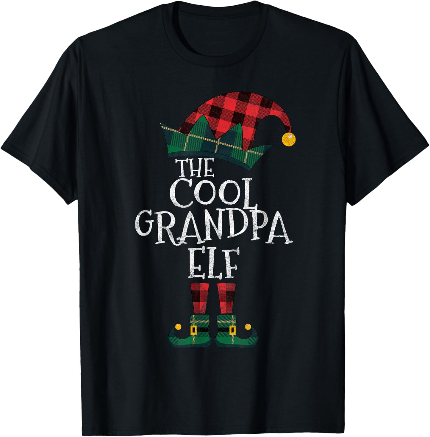 The Cool Grandpa Elf Matching Family Group Gift Christmas T-Shirt - T-Shirt | Black