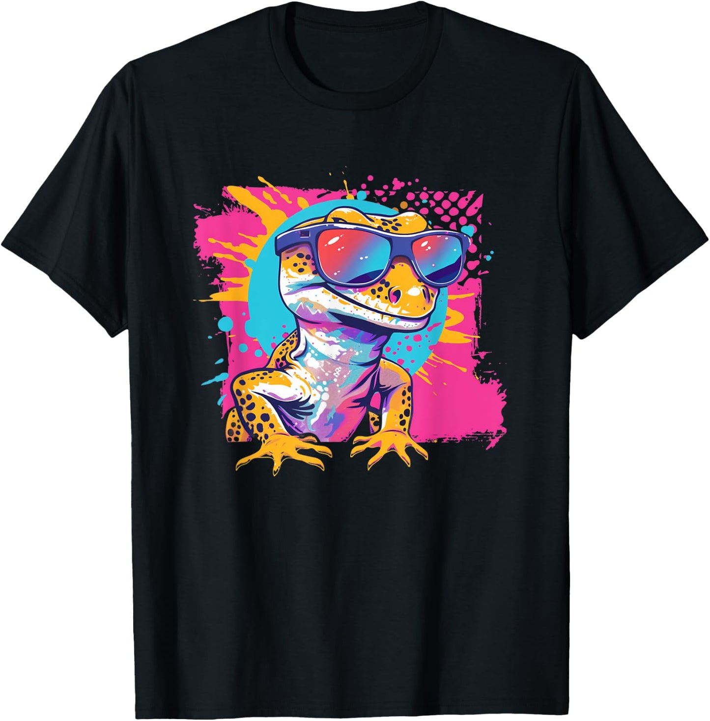 Reptile Retro Vintage Leopard Gecko Lover T-Shirt - T-Shirt | Black