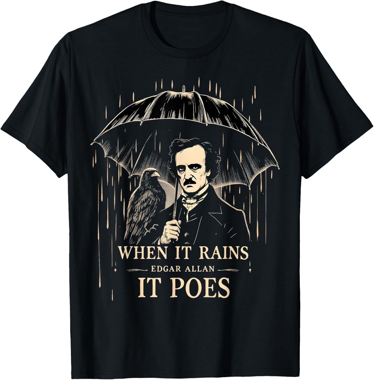 Gothic Raven Dark Literature T-Shirt - T-Shirt | Black