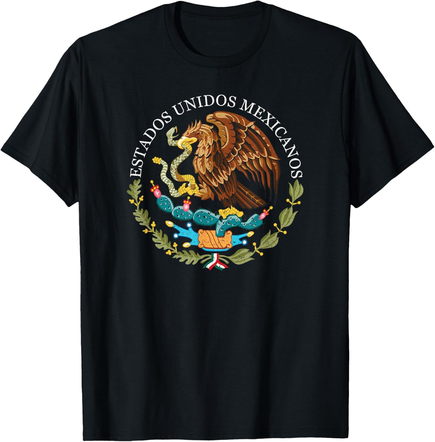Mexico Coat of Arms Mexican Flag Seal Symbol T-Shirt - T-Shirt | Black