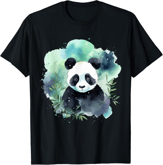 Watercolor Panda T-Shirt - T-Shirt | Black