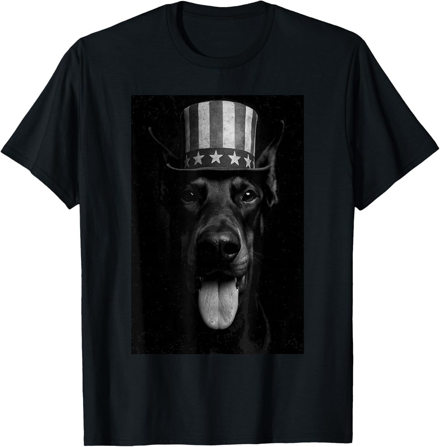 Doberman American Flag Hat 4th Of July Patriotic Dog Lover T-Shirt - T-Shirt | Black