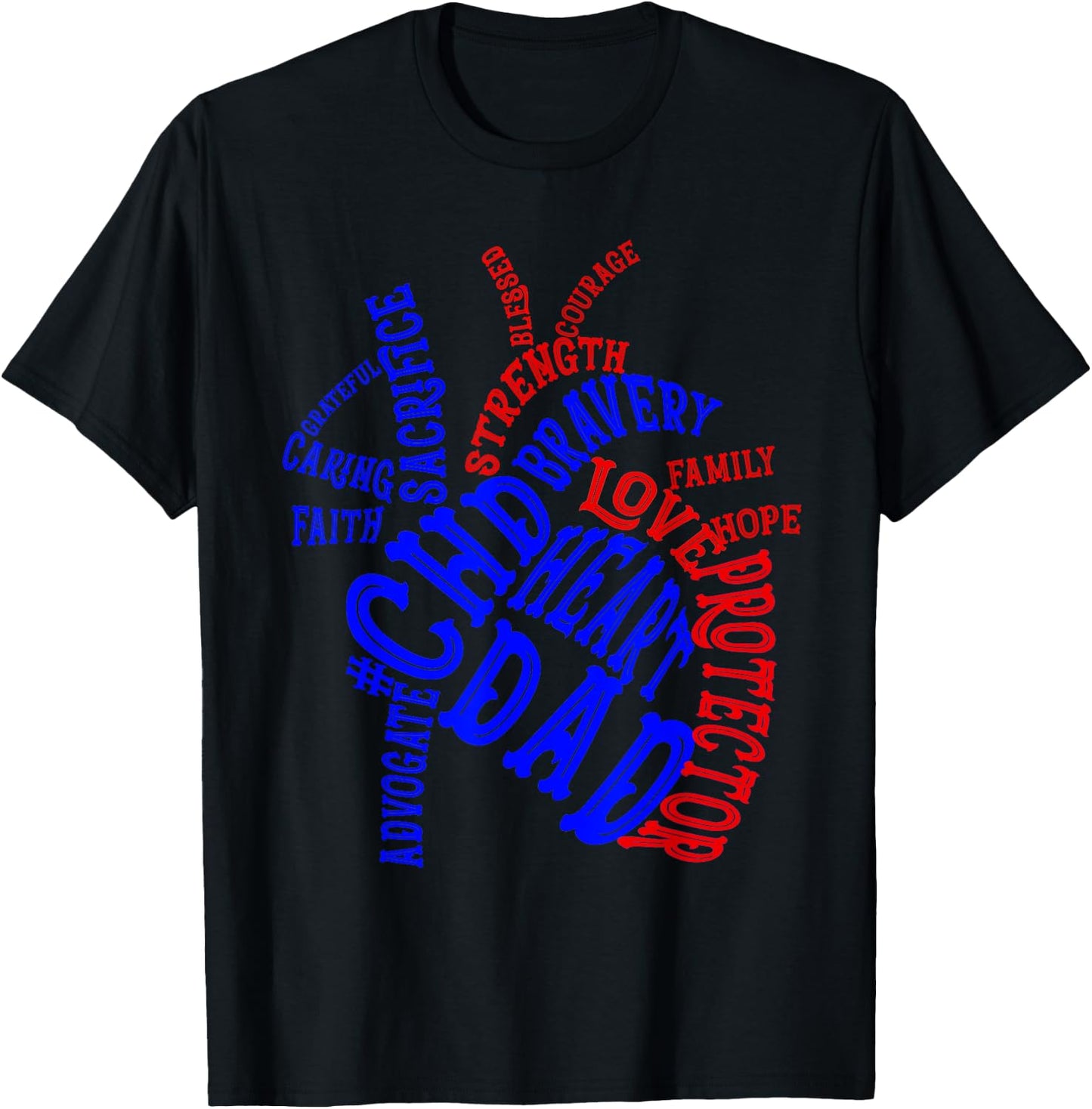 Heart Dad CHD Congenital Heart Defect Awareness Month Ribbon T-Shirt - T-Shirt | Black