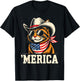 USA 'Merica Cat 4th of July Men Women Kids Funny Patriotic T-Shirt - T-Shirt | Black