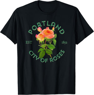 Portland Oregon OR City Of Roses Flower Gardener Souvenir T-Shirt - T-Shirt | Black