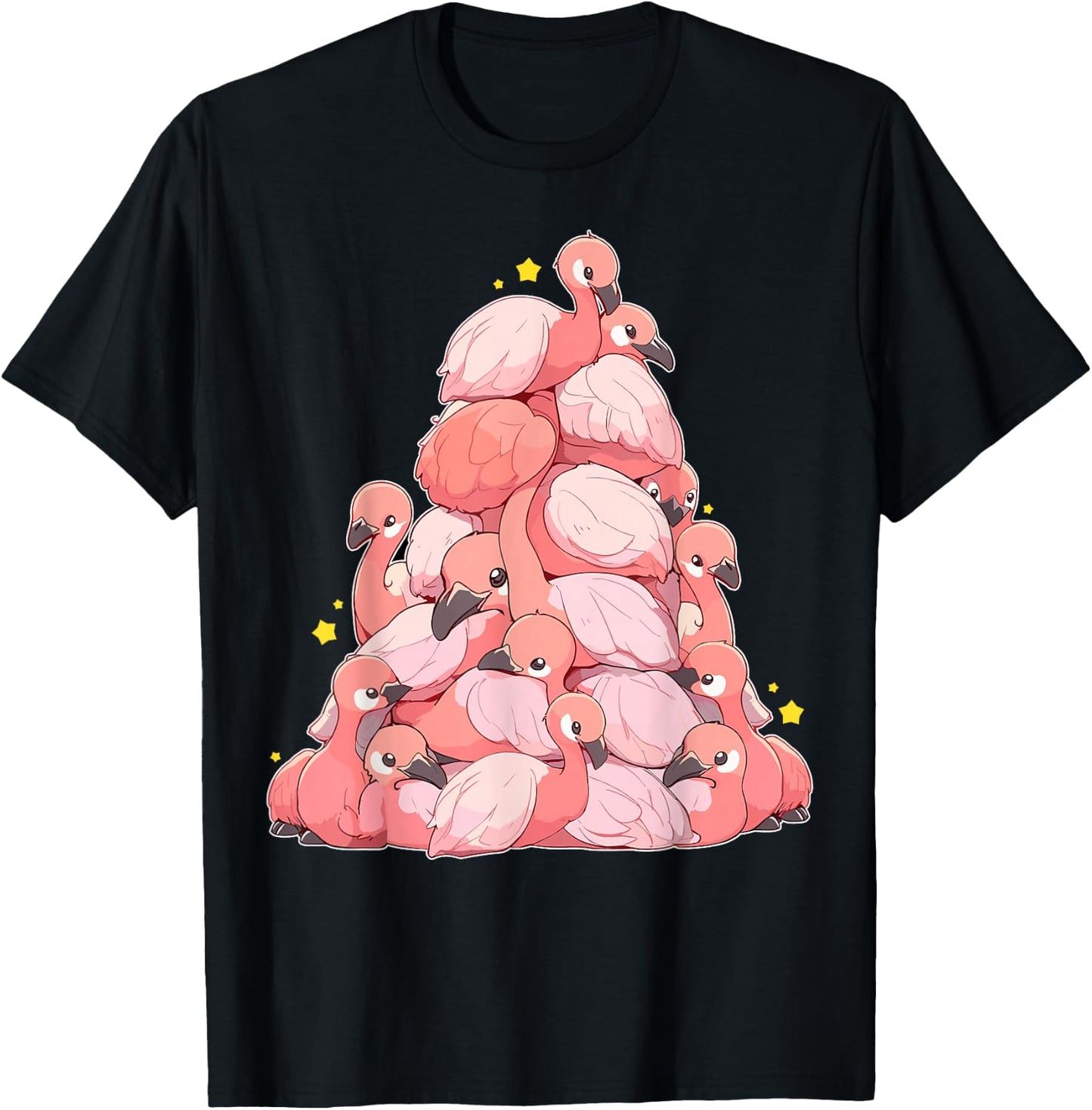 Flamingo Shirt Girls Boys Kawaii Cute Flamingo Pile T-Shirt - T-Shirt | Black