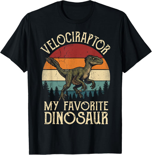 Velociraptor My Favorite Dinosaur T-Shirt - T-Shirt | Black