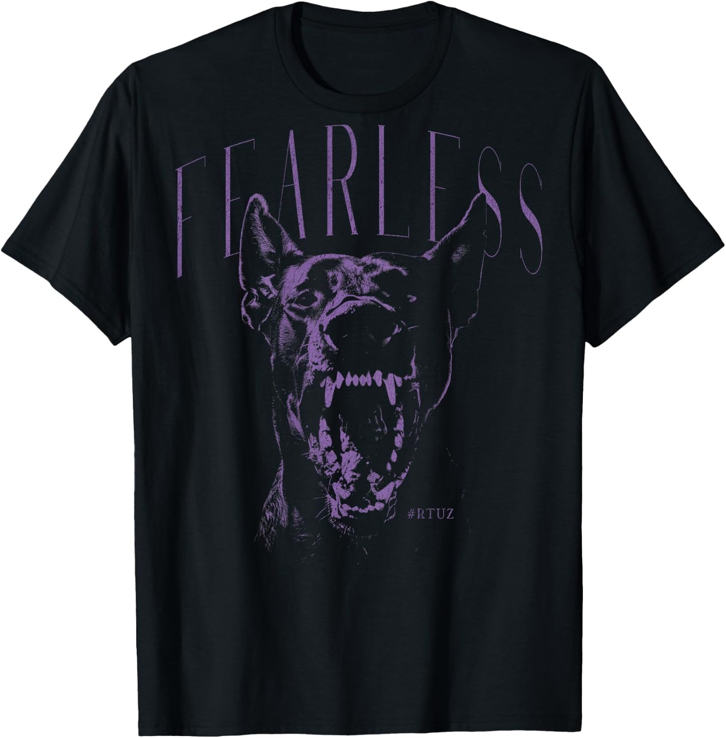 Wild Dog Doberman Portrait Dog Owner Back Print Doberman T-Shirt - T-Shirt | Black