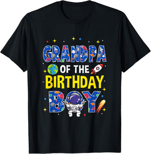 Grandpa of The Birthday Boy Space Astronaut Family Birthday T-Shirt - T-Shirt | Black