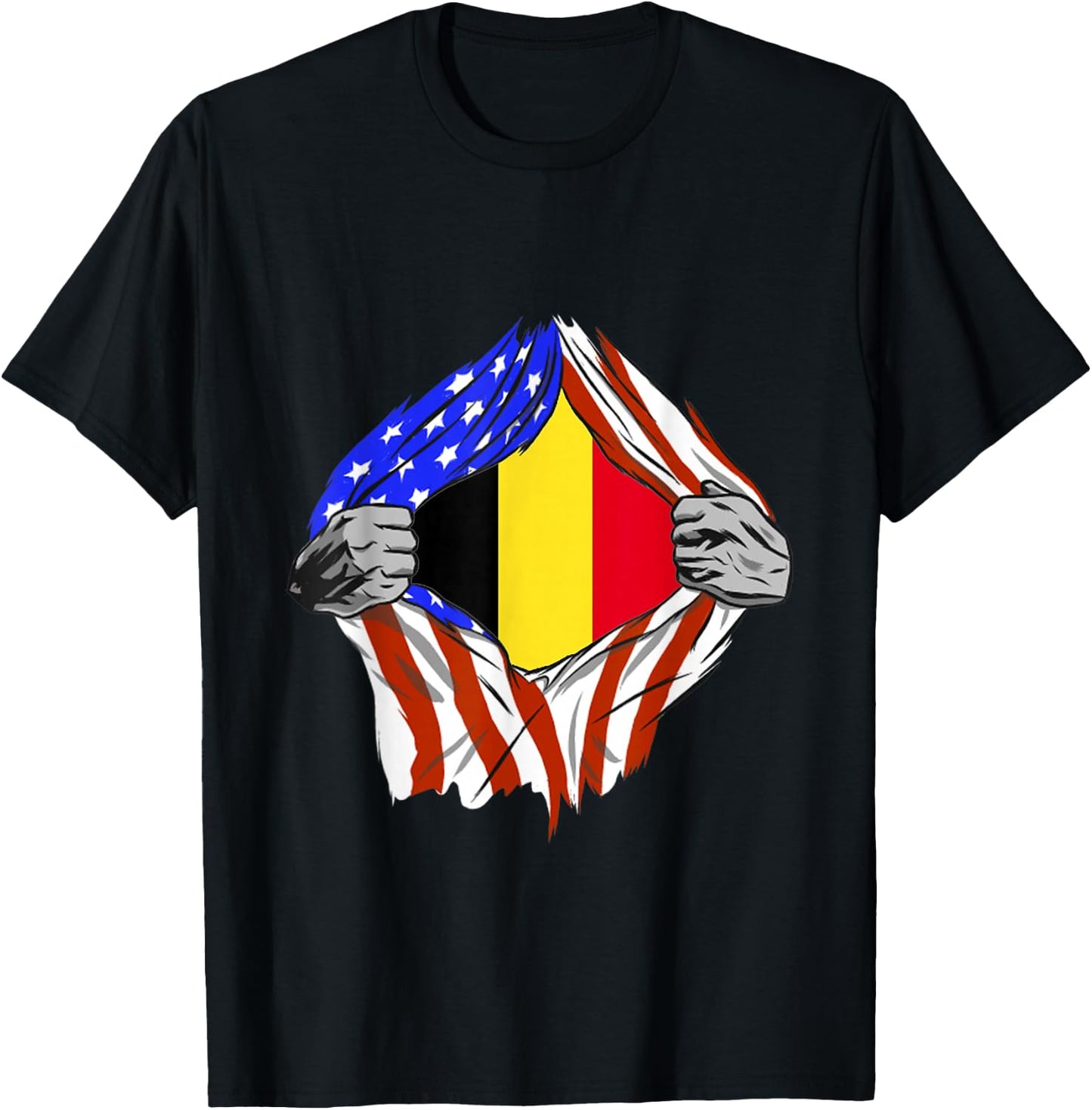 Belgium Flag Chest America USA Belgian Pride Belgian Roots T-Shirt - T-Shirt | Black