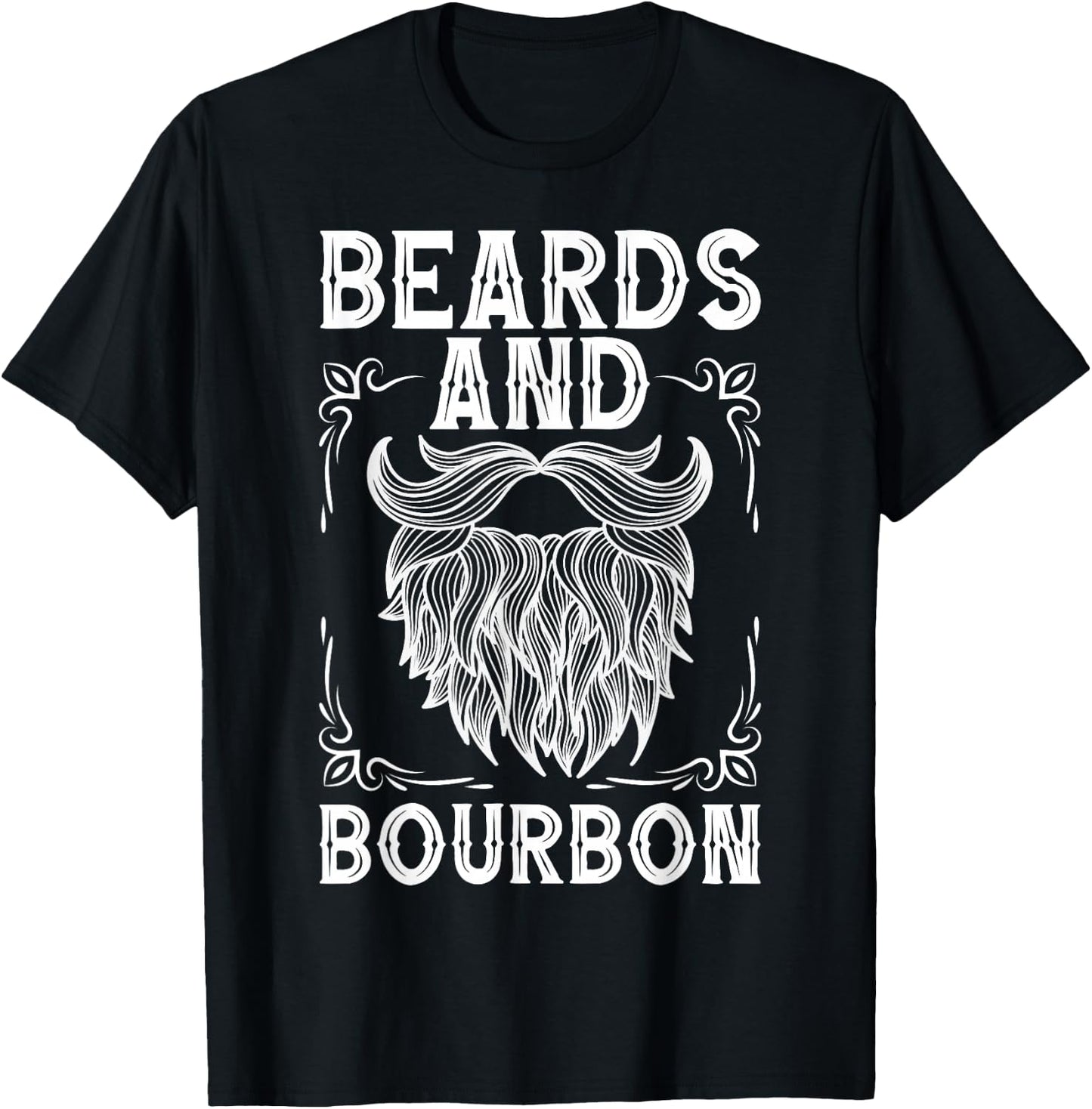 Beard Bourbon Lover Drinking Husband Papa Grandpa Dad T-Shirt - T-Shirt | Black