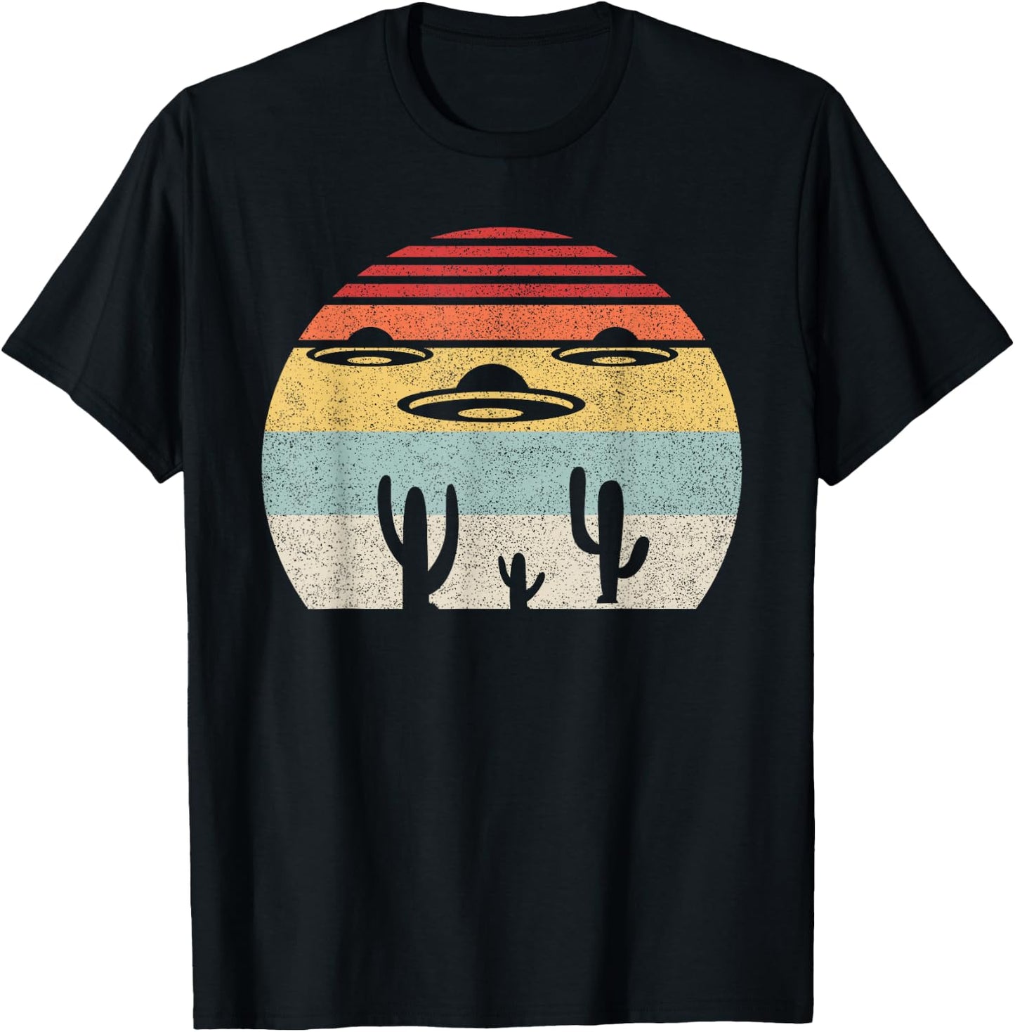 Catch Some Rays Vintage Retro UFO Alien Desert - Adults - Black - Small - - Short Sleeve T-Shirt - T-Shirt | Black