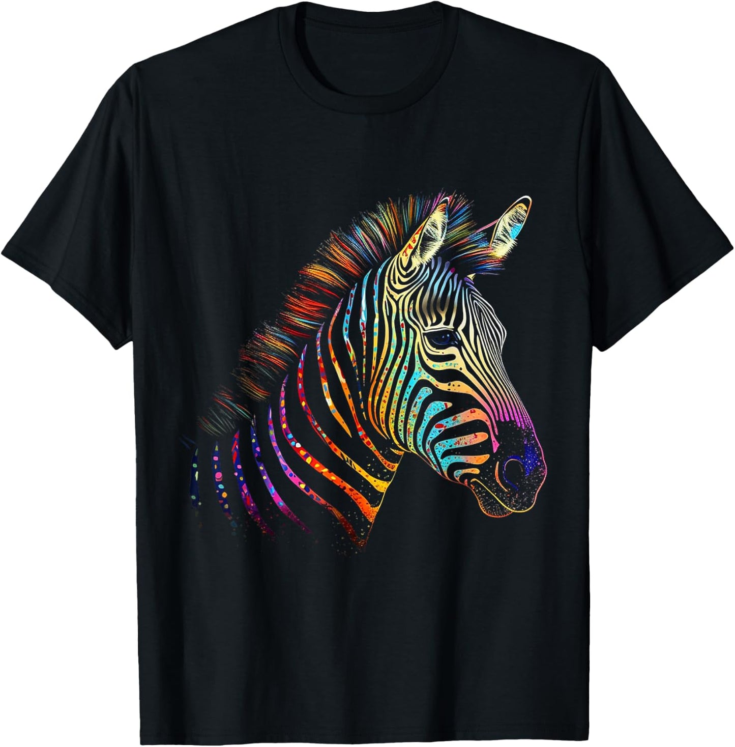Zebra Colourful - Art Animal Zoo Animal Lovers Zebra T-Shirt - T-Shirt | Black