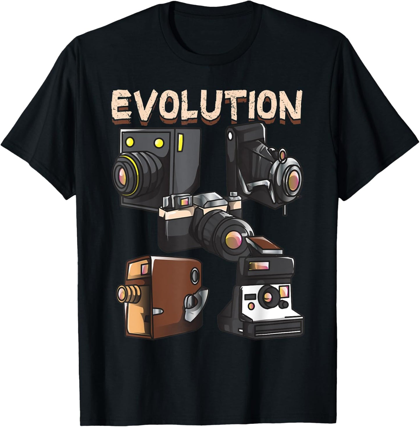 Vintage Evolution of the Camera Photography T-Shirt - T-Shirt | Black