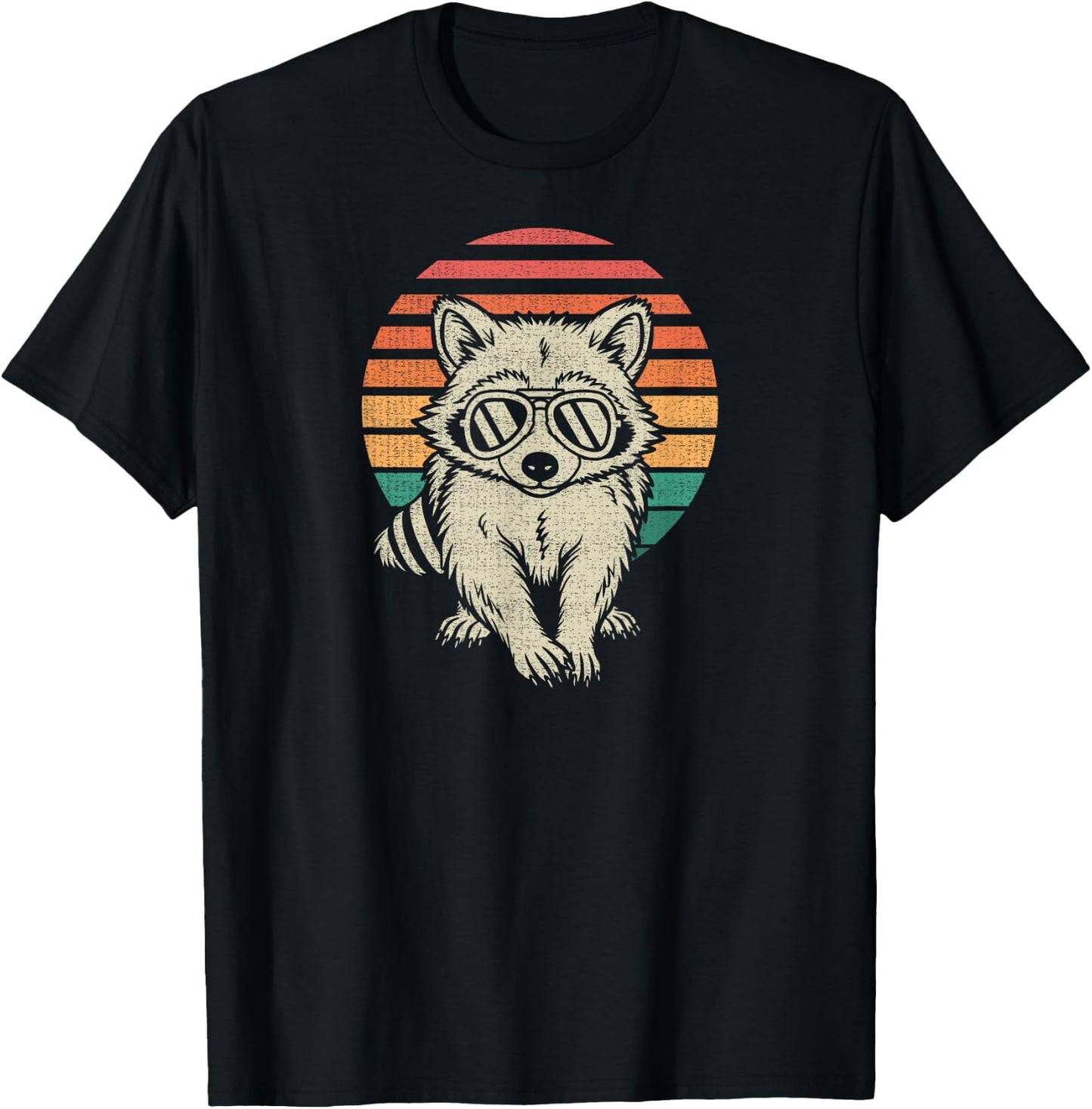Funny Raccoon Lover Animal Retro 70s T-Shirt - T-Shirt | Black
