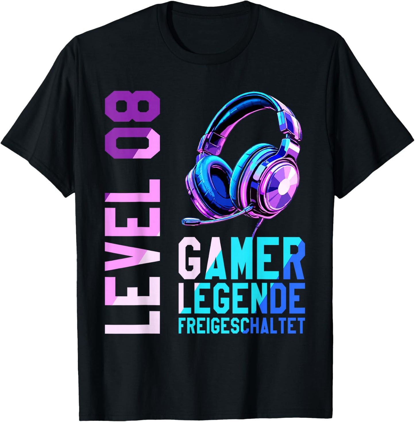 8. Geburtstag Junge Mädchen Gaming Level 8 Jahre T-Shirt - T-Shirt | Black