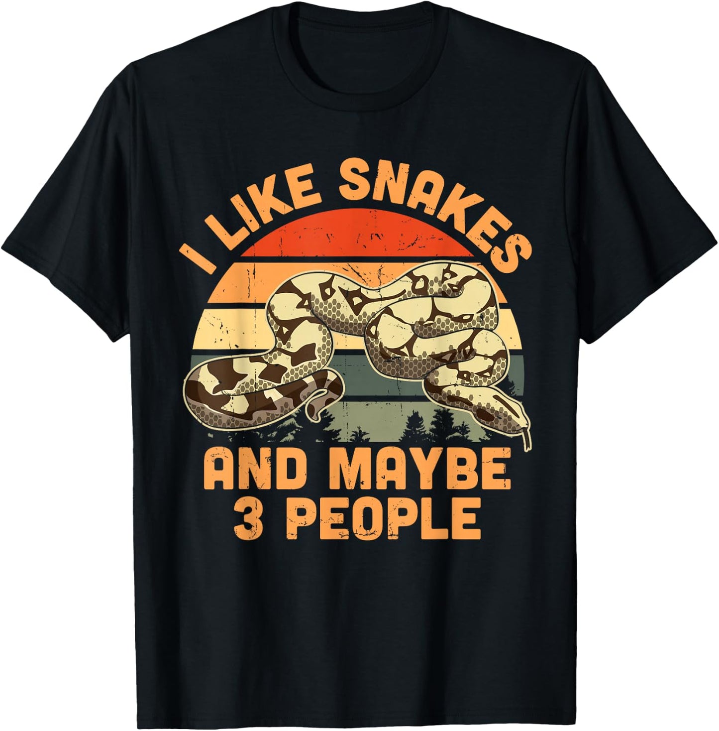 I Like Snakes And Maybe 3 People Retro Serpent Vintage T-Shirt - T-Shirt | Black
