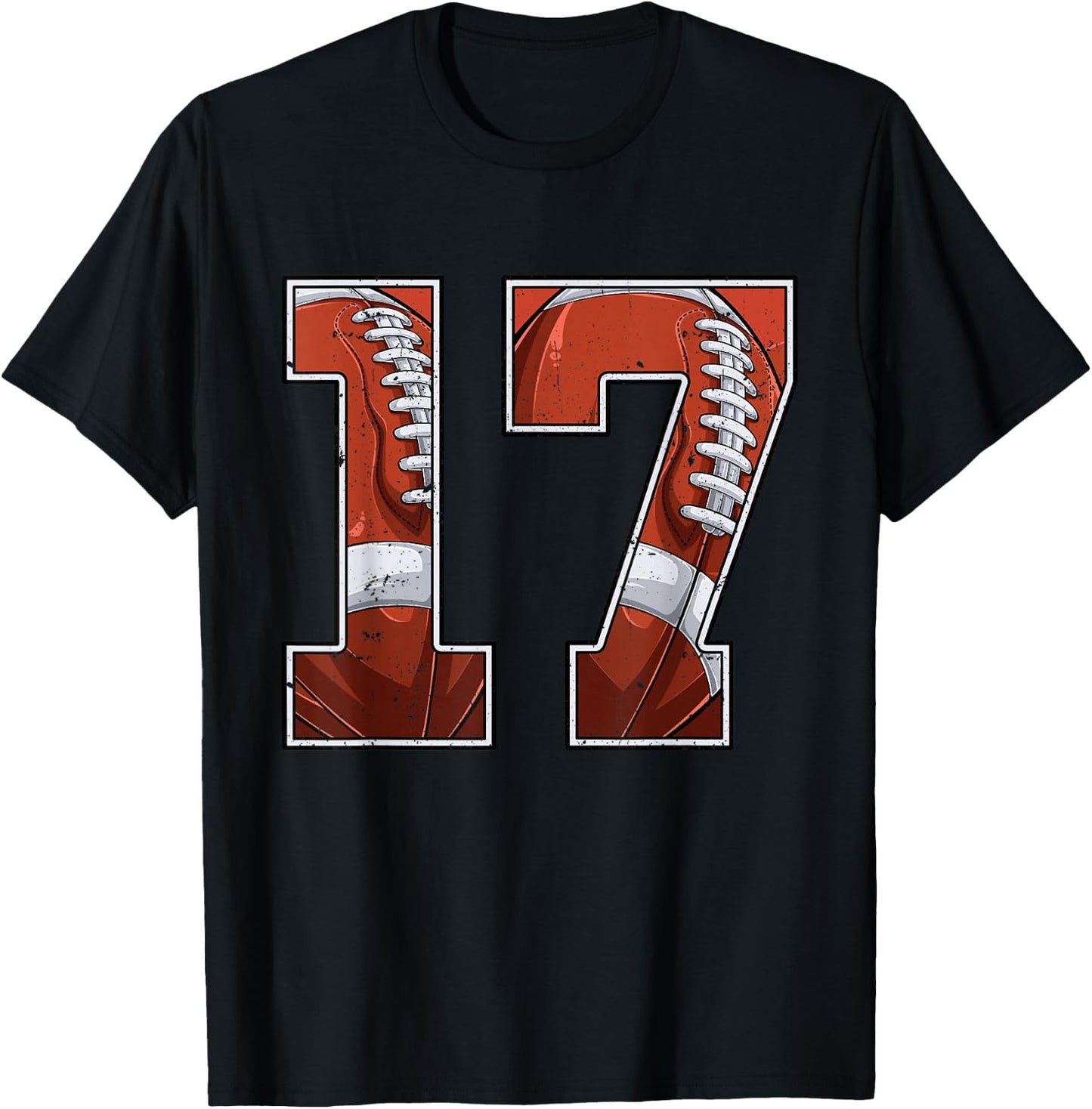 Football 17th Birthday Boy Seventeen 17 Years Old Bday Party T-Shirt - T-Shirt | Black