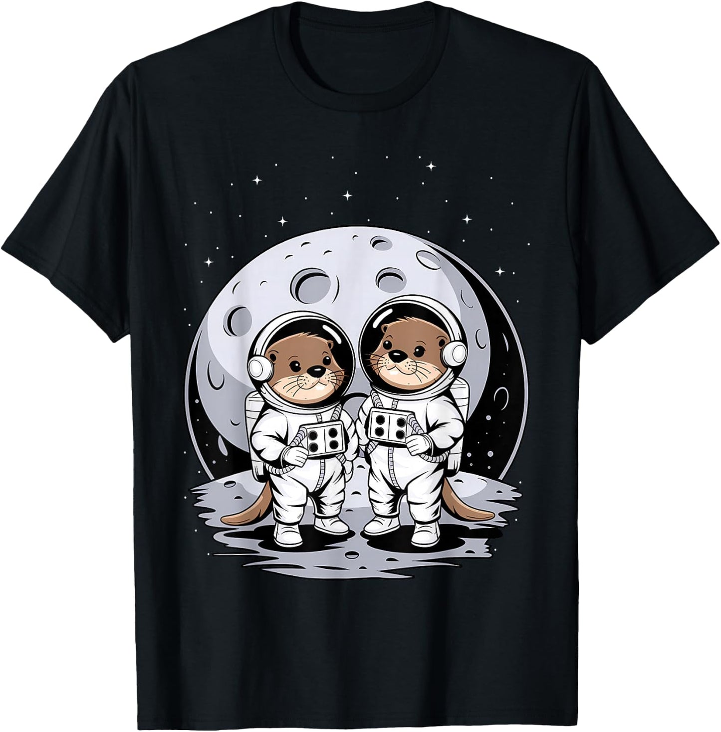 Otter Astronaut Kids Otter Women Space Sea Otter T-Shirt - T-Shirt | Black