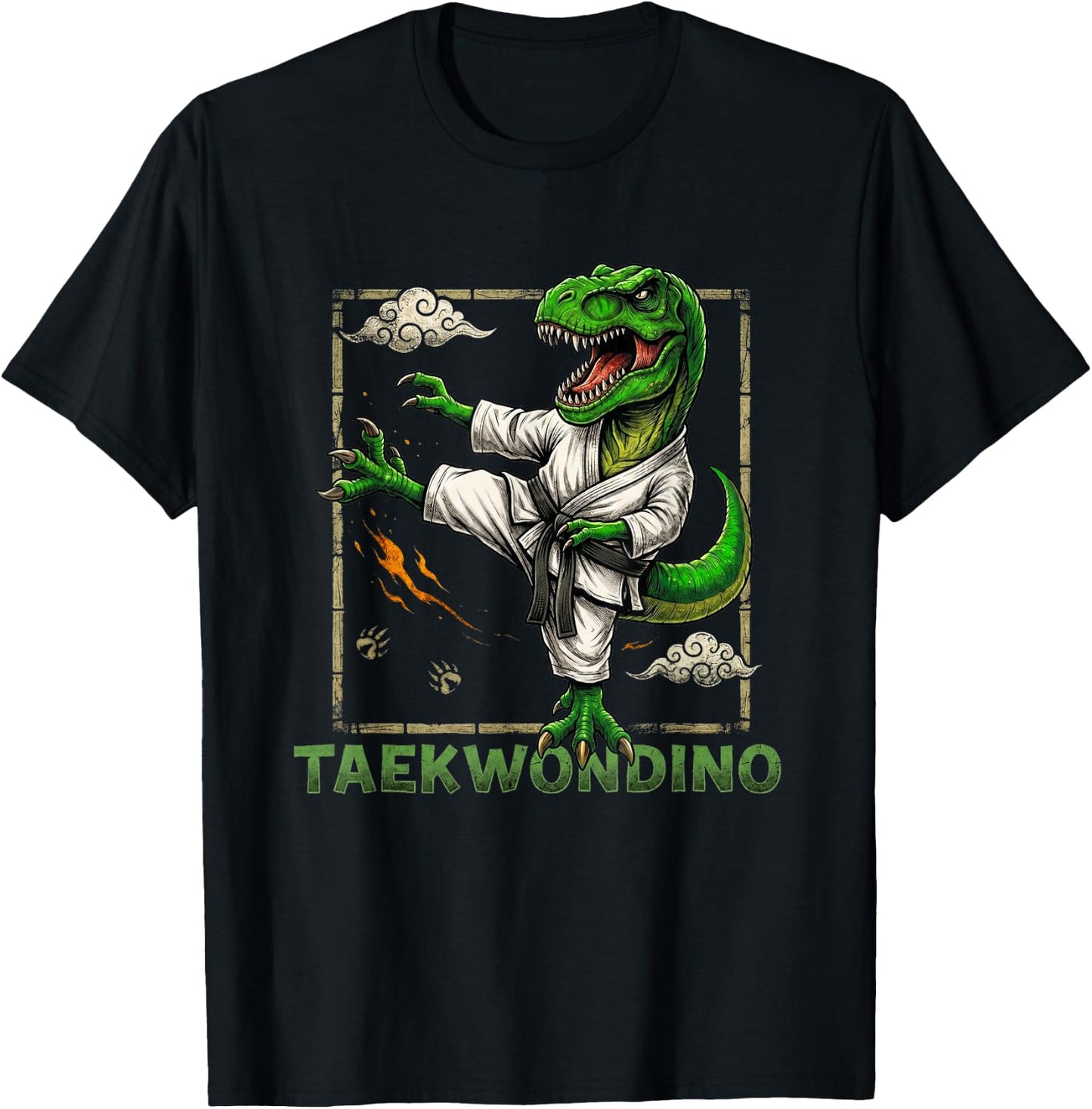 Funny Taekwondo Dinosaur Taekwondosaurus T-Rex Taekwondoin T-Shirt - T-Shirt | Black