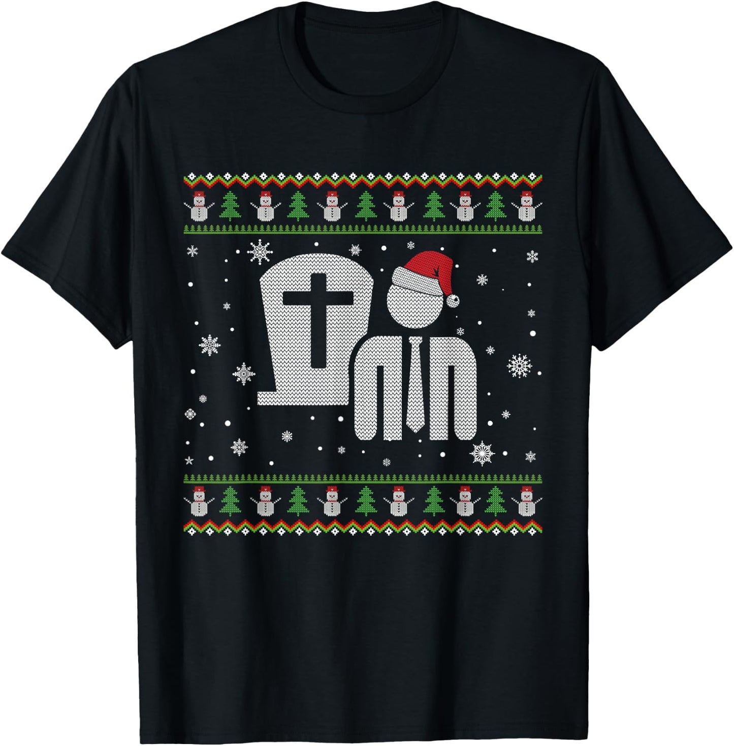 Funeral Director Santa Hat Ugly Christmas Sweaters Pajamas T-Shirt - T-Shirt | Black