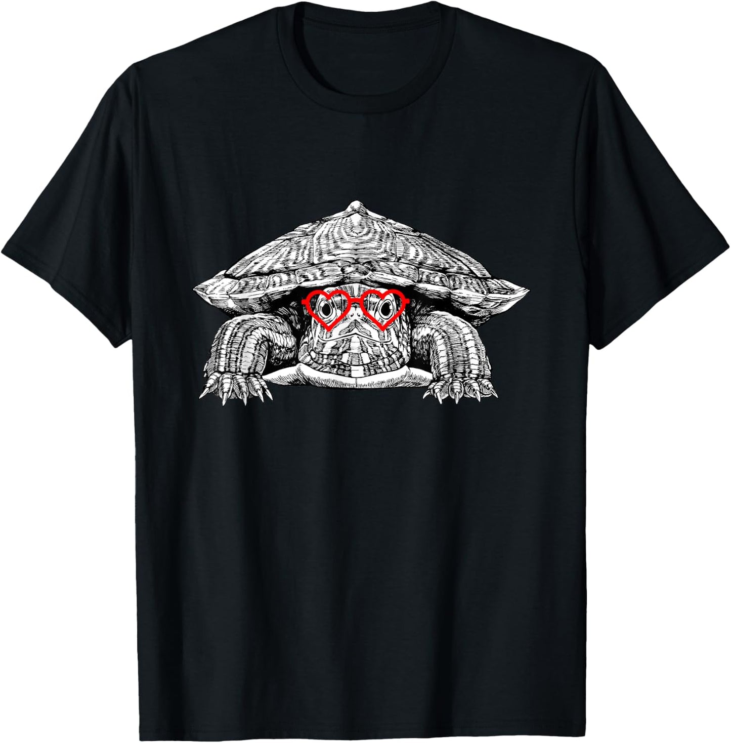 Red Eared Slider Turtle Valentines Day Pet lover. T-Shirt - T-Shirt | Black