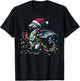 Dragon Wearing Santa Claus Hat Holding A Present Box Xmas T-Shirt - T-Shirt | Black