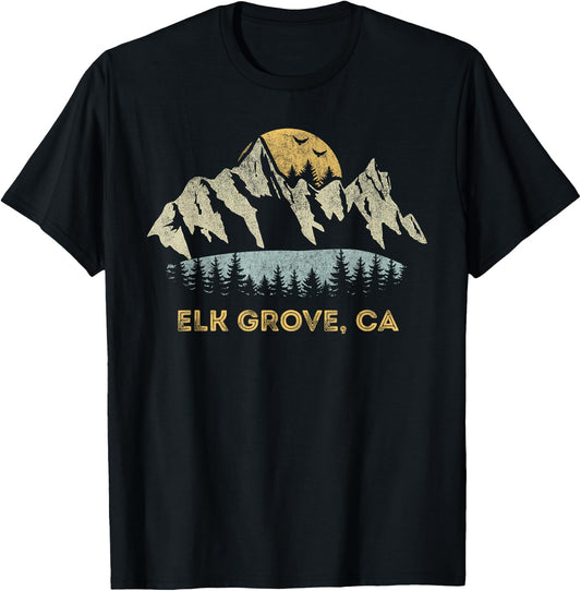 Elk Grove California Mountain Sunset Sunrise CA T-Shirt - T-Shirt | Black