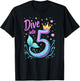 Dive Into 5 Mermaid 5th Birthday Girl Princess T-Shirt - T-Shirt | Black